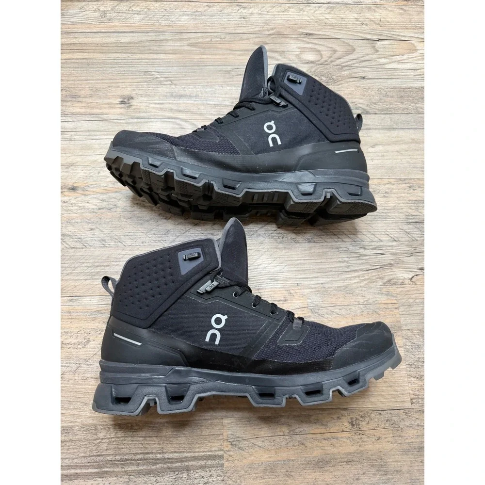 On Cloud Running Cloudrock Waterproof Hiking Boots Black Eclipse Mens 12 6399614